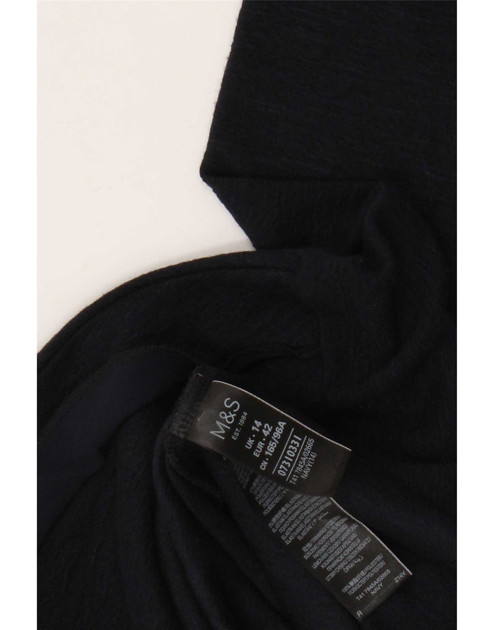 Marks & Spencer Top da donna a maniche lunghe UK 14 Large Blu Navy Poliestere