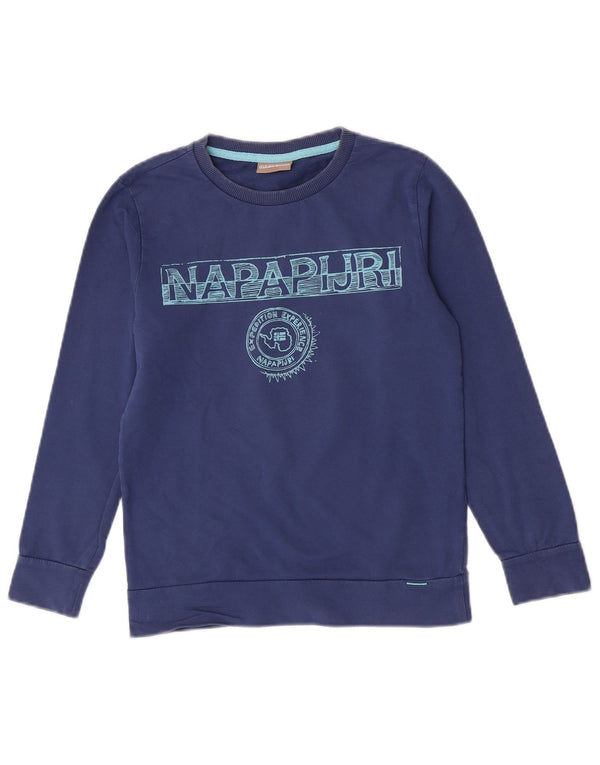 Felpa con grafica per ragazzi Napapijri, 9-10 anni, in cotone blu