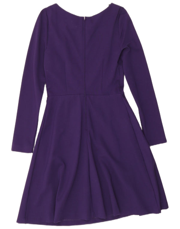 Abito a trapezio a maniche lunghe da donna Warehouse UK 10 piccolo in viscosa viola