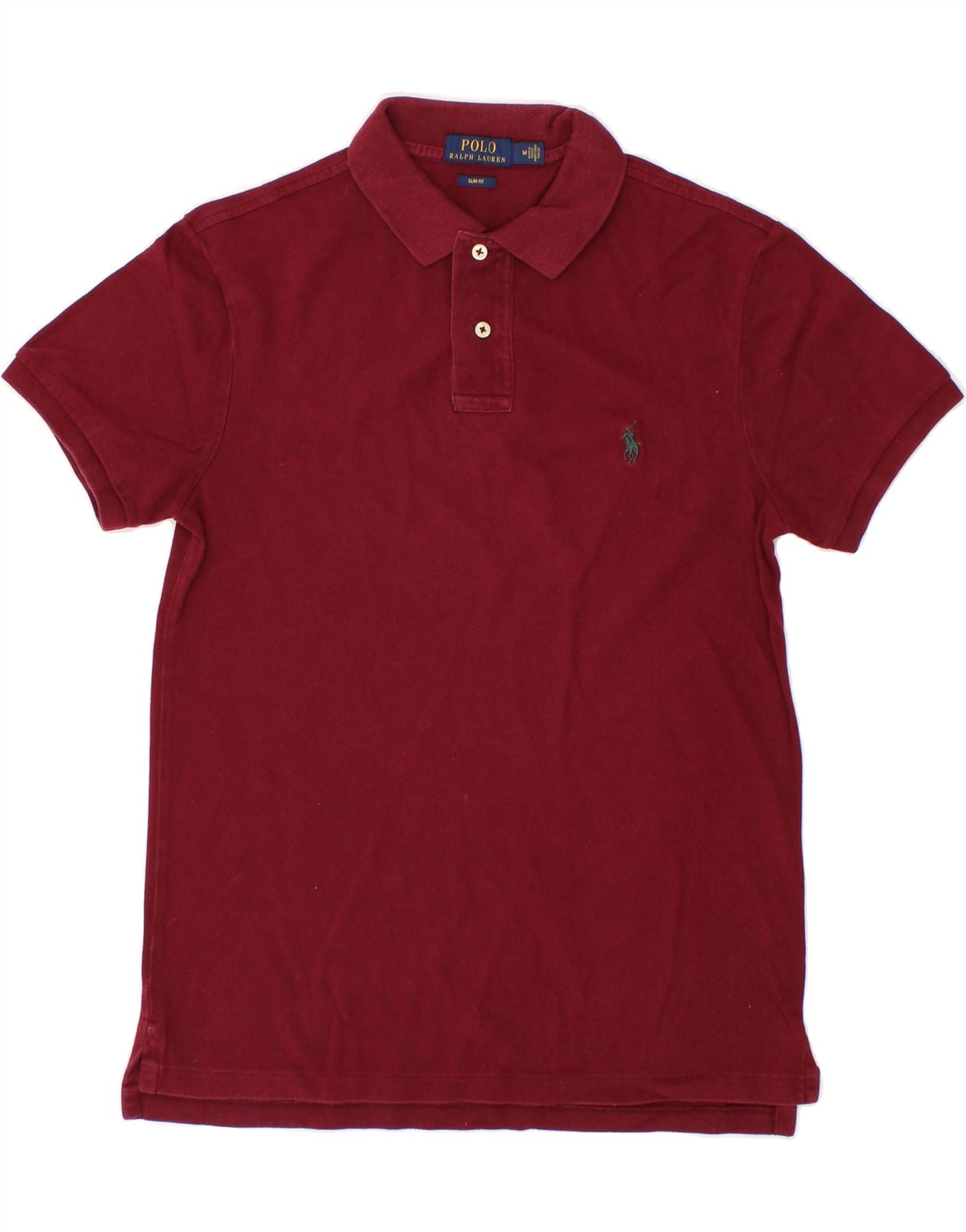 RALPH LAUREN Mens Slim Fit Polo Shirt Medium Maroon Cotton Classic Vintage Ralph Lauren and Second-Hand Ralph Lauren from Messina Hembry 