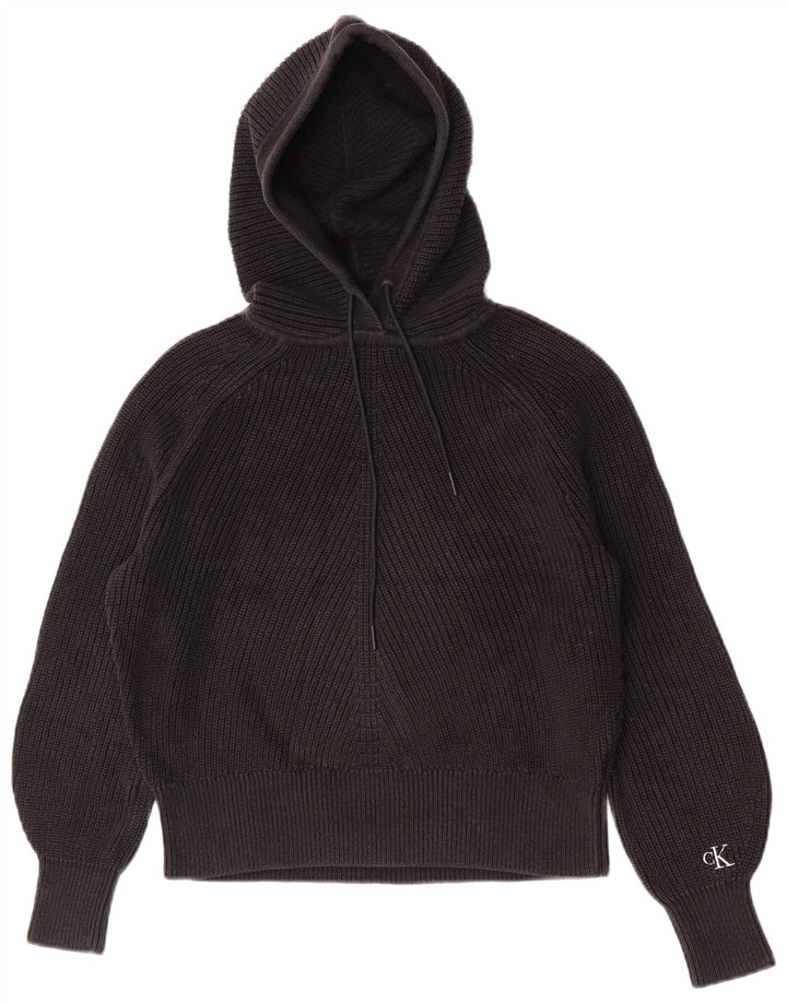 Maglione oversize con cappuccio da donna Calvin Klein Jeans UK 10 piccolo nero