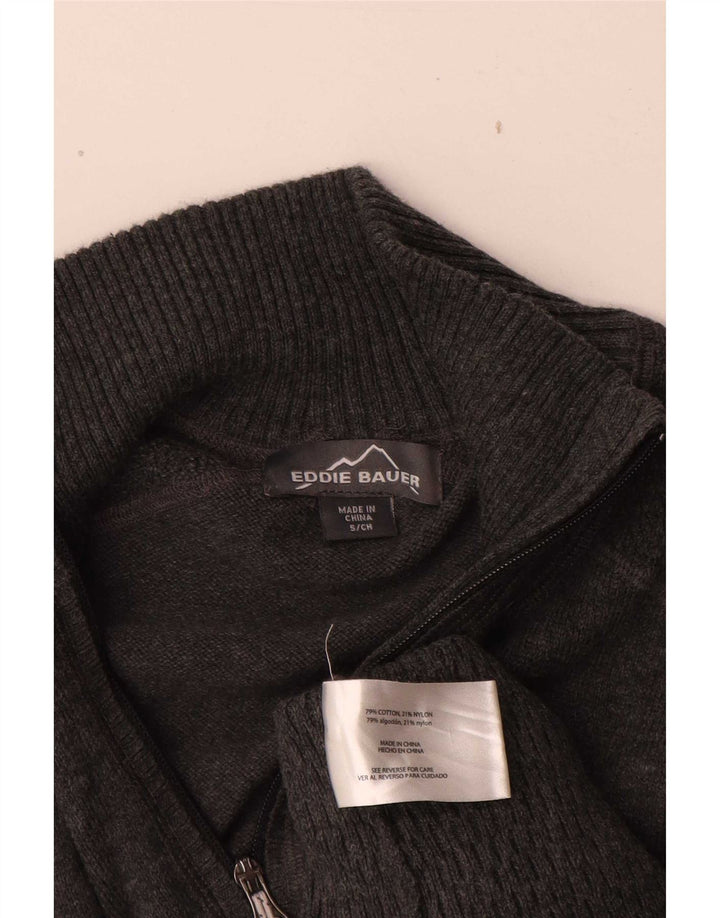 Eddie Bauer Maglione da uomo con zip e collo piccolo in cotone grigio