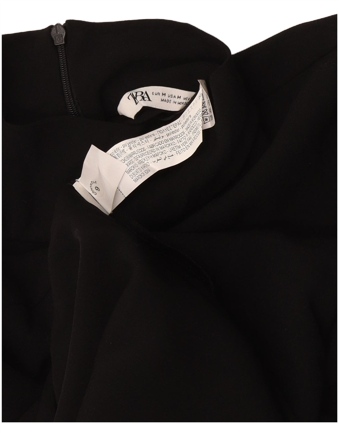 Vestito lungo a maniche lunghe da donna Zara UK 12 poliestere nero medio