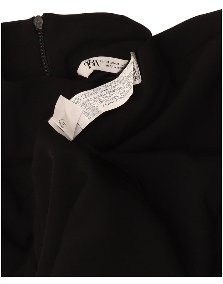 Vestito lungo a maniche lunghe da donna Zara UK 12 poliestere nero medio