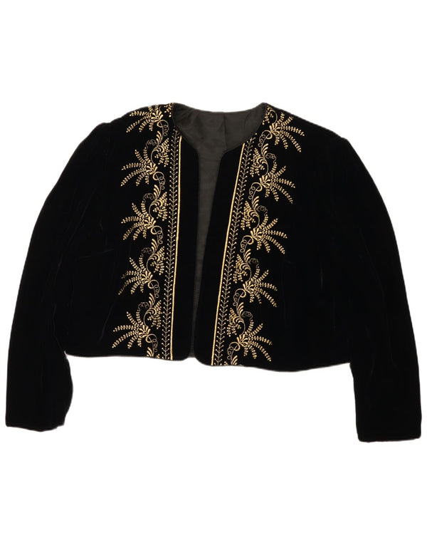 Giacca bolero in velluto aperto da donna Rose Dirdnl EU 46 XL viscosa floreale nera