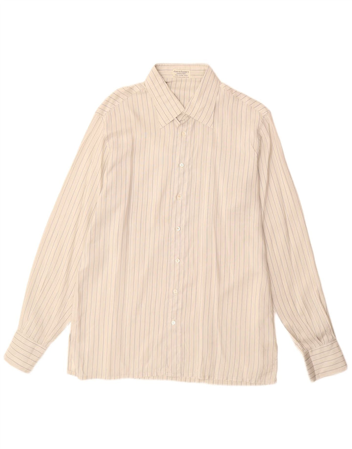 Camicia da uomo vintage taglia 42 16 1/2 grande seta gessata grigia