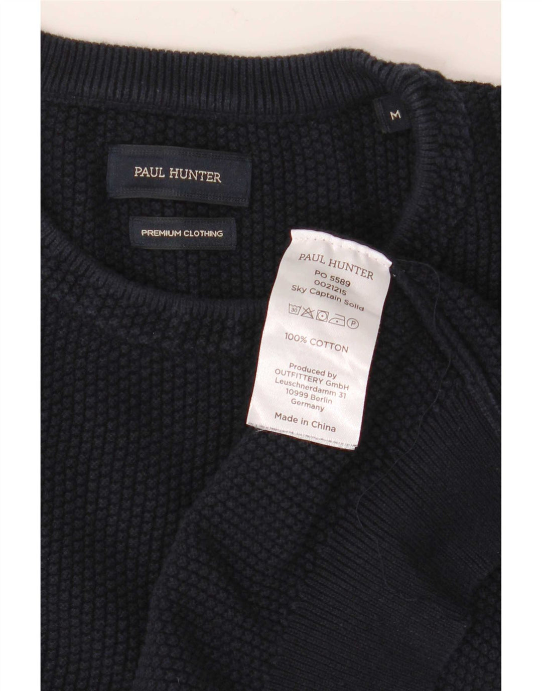 Maglione maglione girocollo da uomo vintage in cotone blu navy medio
