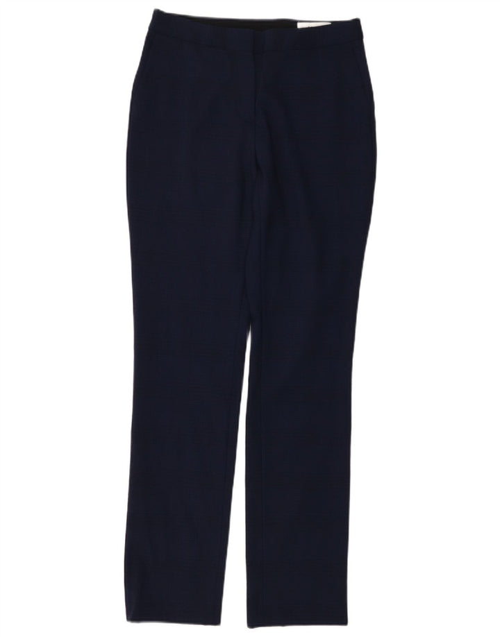 Pantaloni chino slim da donna REISS UK 8 piccoli W28 L31 cotone a quadri blu navy