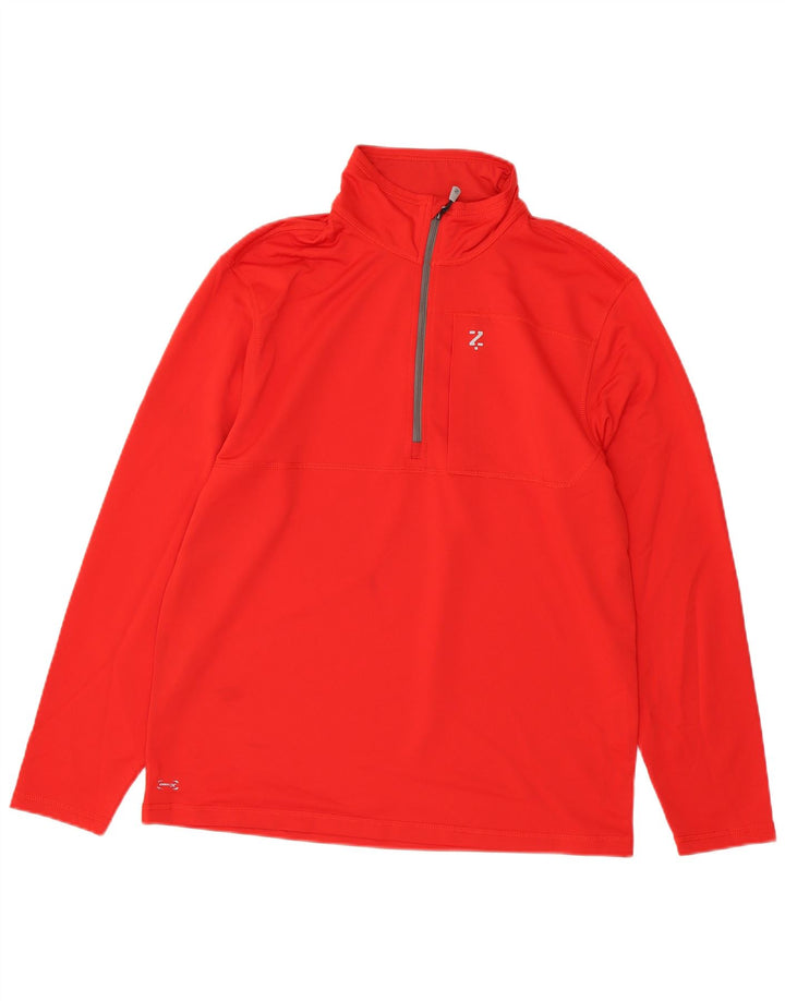 Top da tuta da uomo con zip e collo Izod in poliestere rosso medio