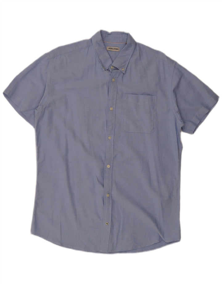 Camicia a maniche corte da uomo Jack & Jones XL in cotone blu