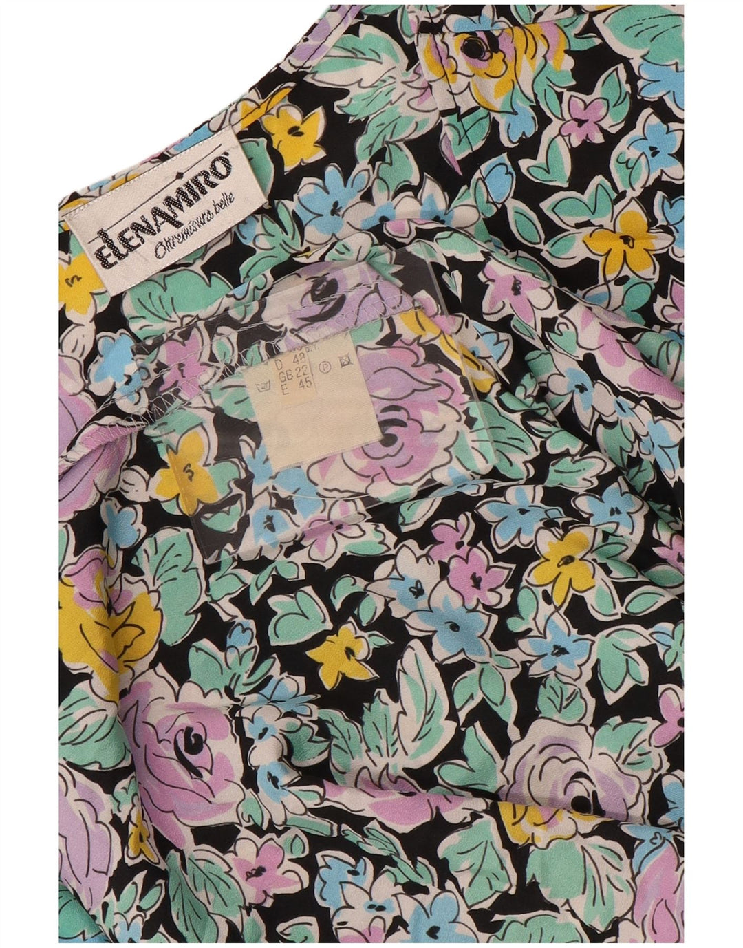 ELENA MIRO Abito peplo a maniche lunghe da donna UK 22 3XL floreale multicolore