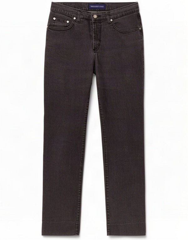 Trussardi Jeans dritti da donna UK 10 Small W27 L27 Grigio Cotone