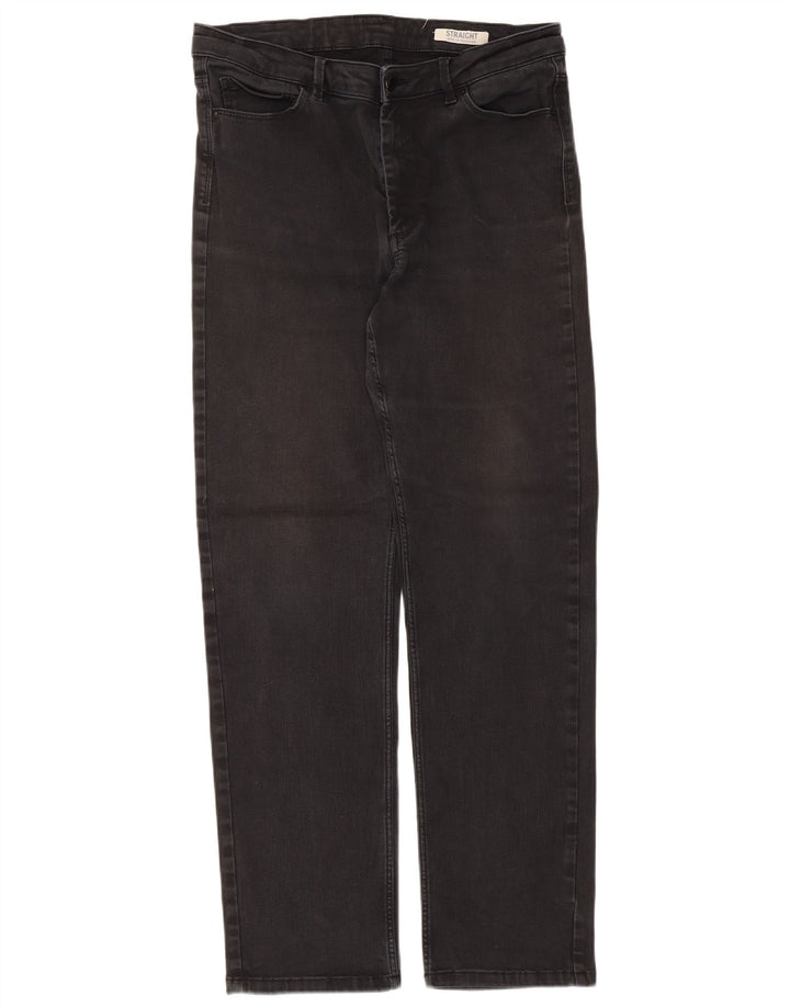 Jeans dritti regolari da donna Marks & Spencer UK 16 grandi W32 L30 neri