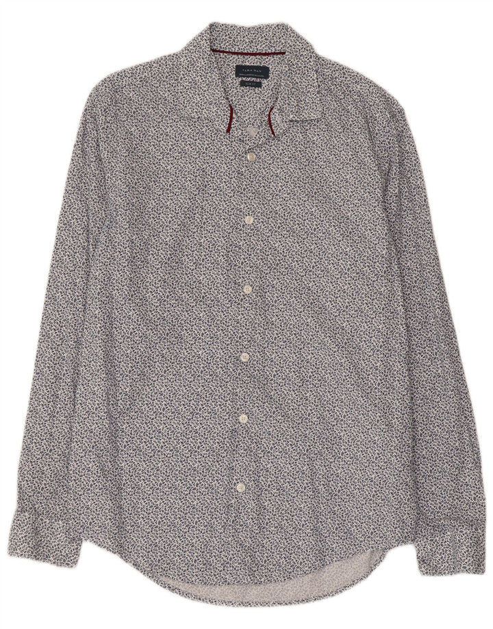 Camicia Zara da uomo slim fit in cotone floreale blu medio