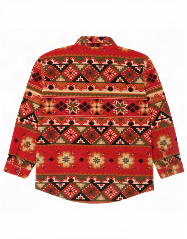 Giacca in pile vintage da uomo UK 42 XL rossa geometrica