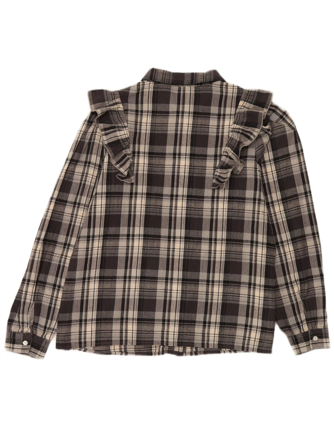 Camicia da donna in flanella con volant sul davanti Les Copains IT 46 quadri grigi grandi