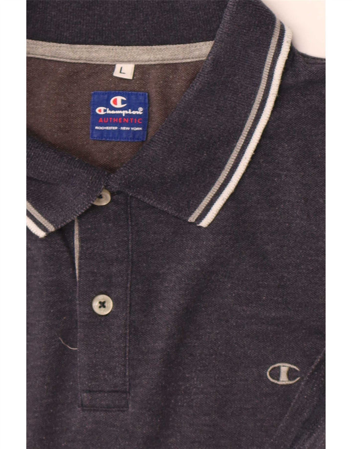 Polo da uomo Champion a righe grandi grigie