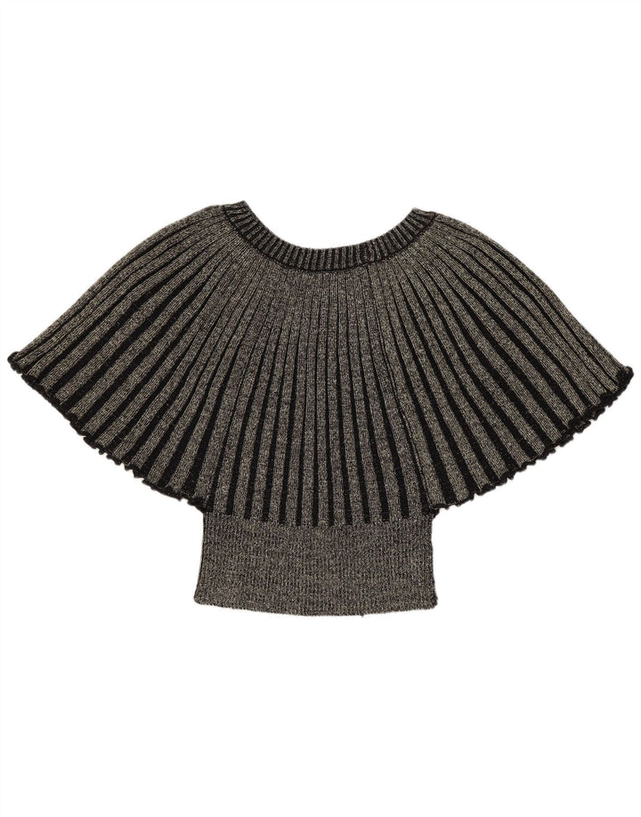 Camicetta a pipistrello corta da donna vintage top UK 8 piccola chiazzata dorata