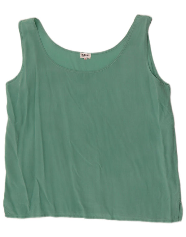 Camicetta senza maniche vintage da donna IT 44 Seta verde medio
