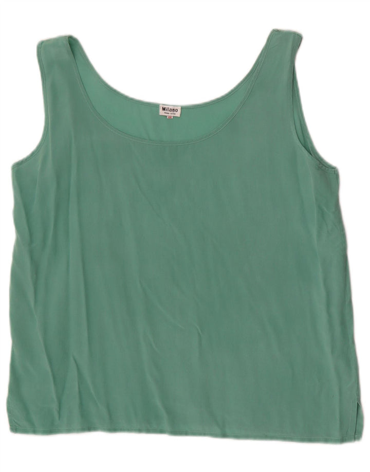 Camicetta senza maniche vintage da donna IT 44 Seta verde medio