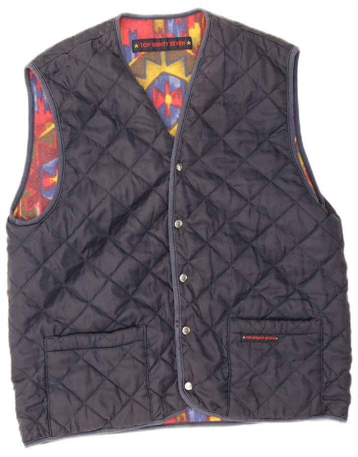 Gilet reversibile da uomo vintage UK 38 rosso medio geometrico