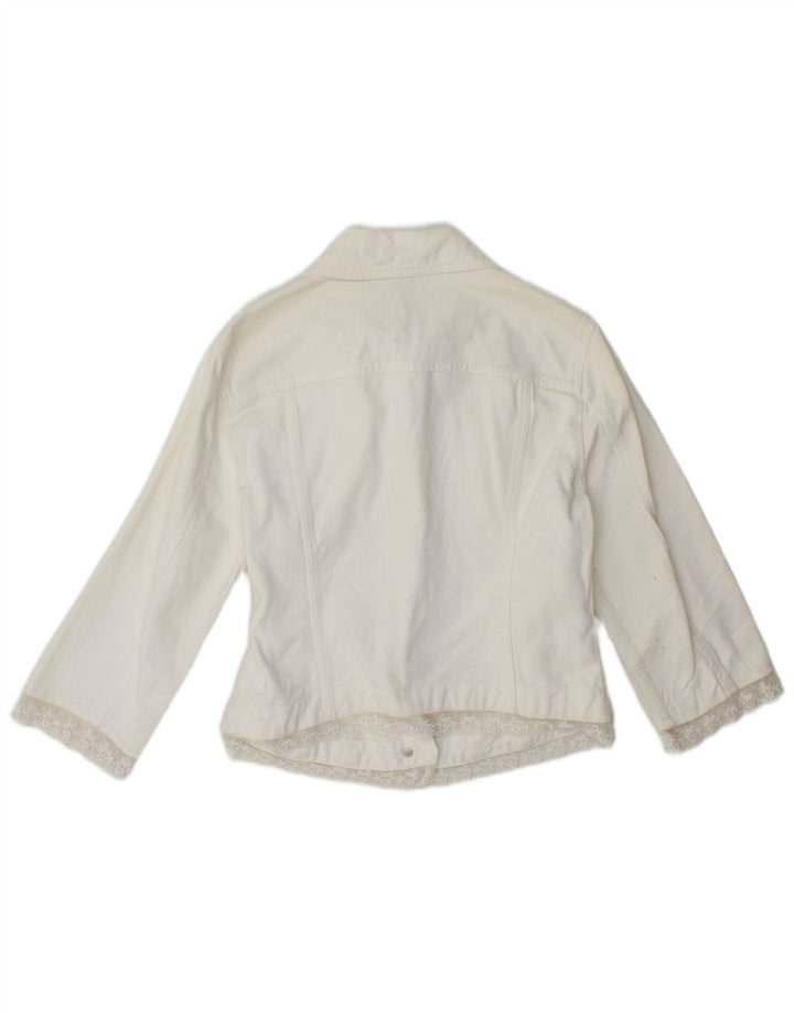 Giacca in denim da donna con maniche a 3/4 Sisley UK 4 XS bianca