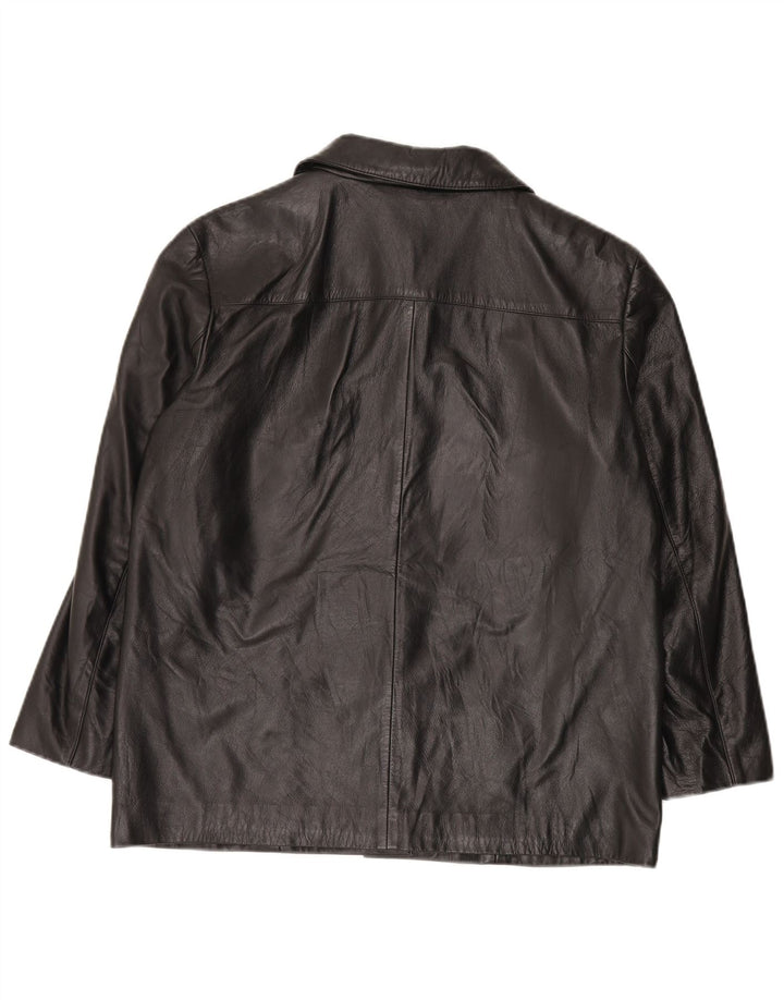 Giacca in pelle vintage da donna EU 42 grande nera