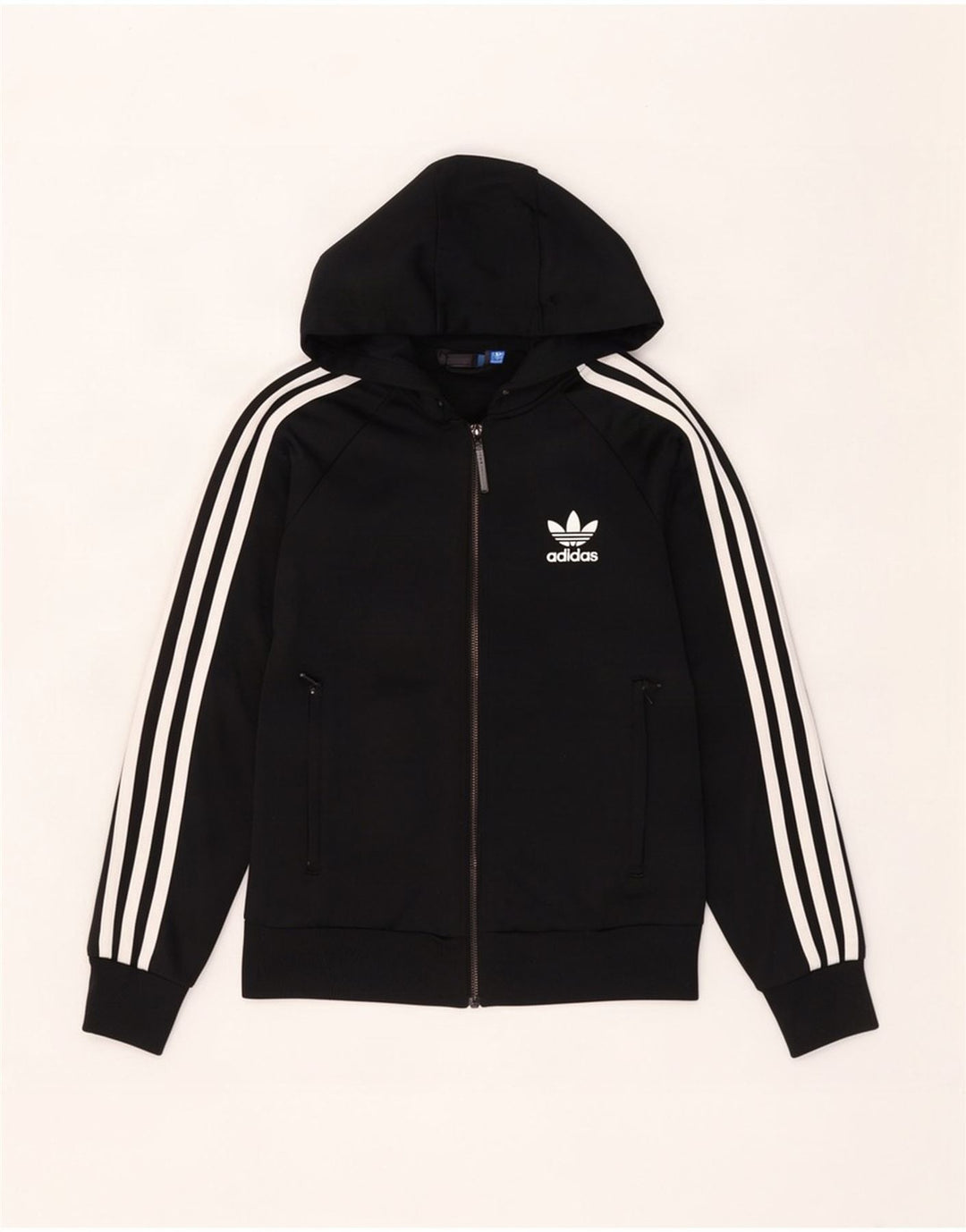 Maglione con cappuccio e zip da donna Adidas UK 8 piccolo poliestere nero