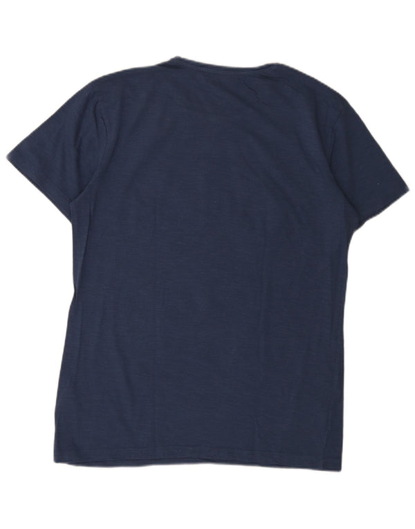 T-shirt grafica da uomo Gaudi Top grande in cotone blu navy