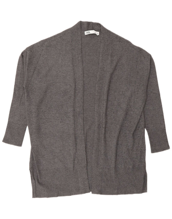 Maglione cardigan aperto oversize con maniche a 3/4 Zara da donna UK 10 piccolo grigio