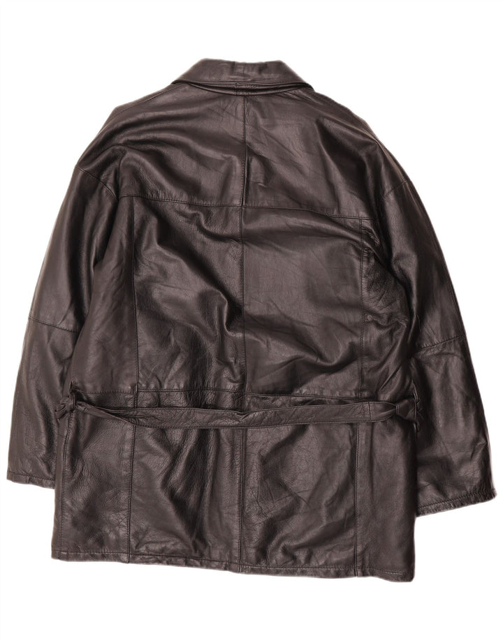 Giacca in pelle vintage da uomo IT 50 grande in pelle nera