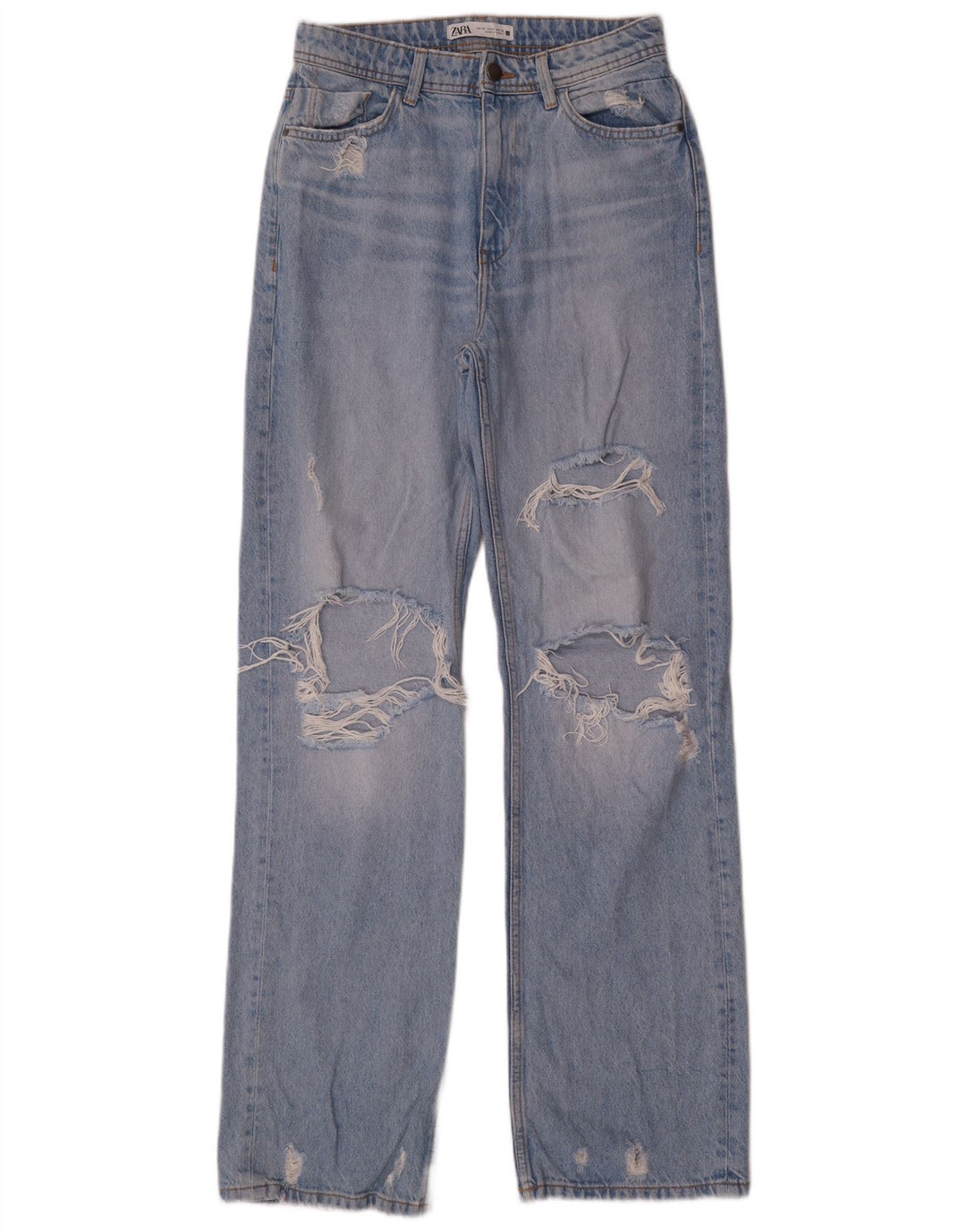 Jeans dritti invecchiati Zara da donna EU 38 piccoli W28 L34 blu