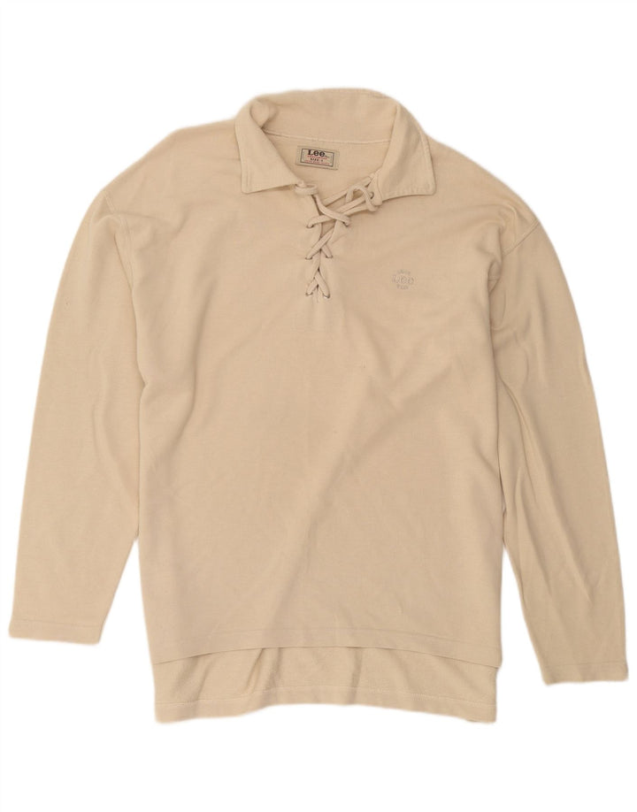 Polo da uomo a maniche lunghe Lee grande in cotone beige