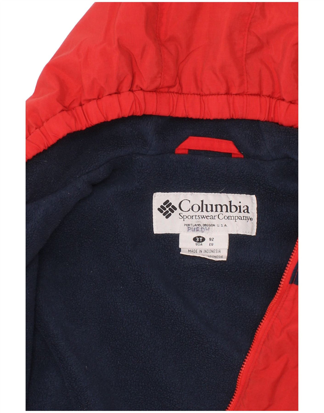 Giacca a vento con cappuccio da bambino COLUMBIA 2-3 anni Colore rosso