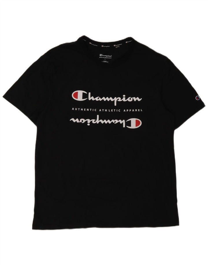 T-shirt grafica da uomo Champion Top grande in cotone nero