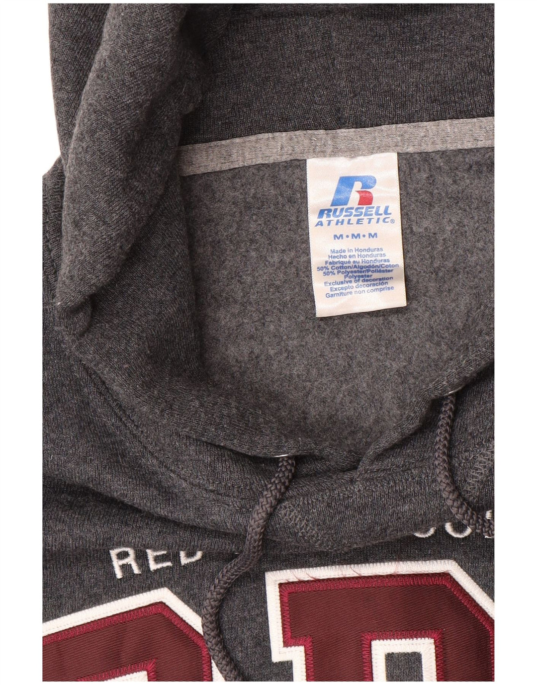 RUSSELL ATHLETIC Felpa con cappuccio grafica da uomo in cotone grigio medio