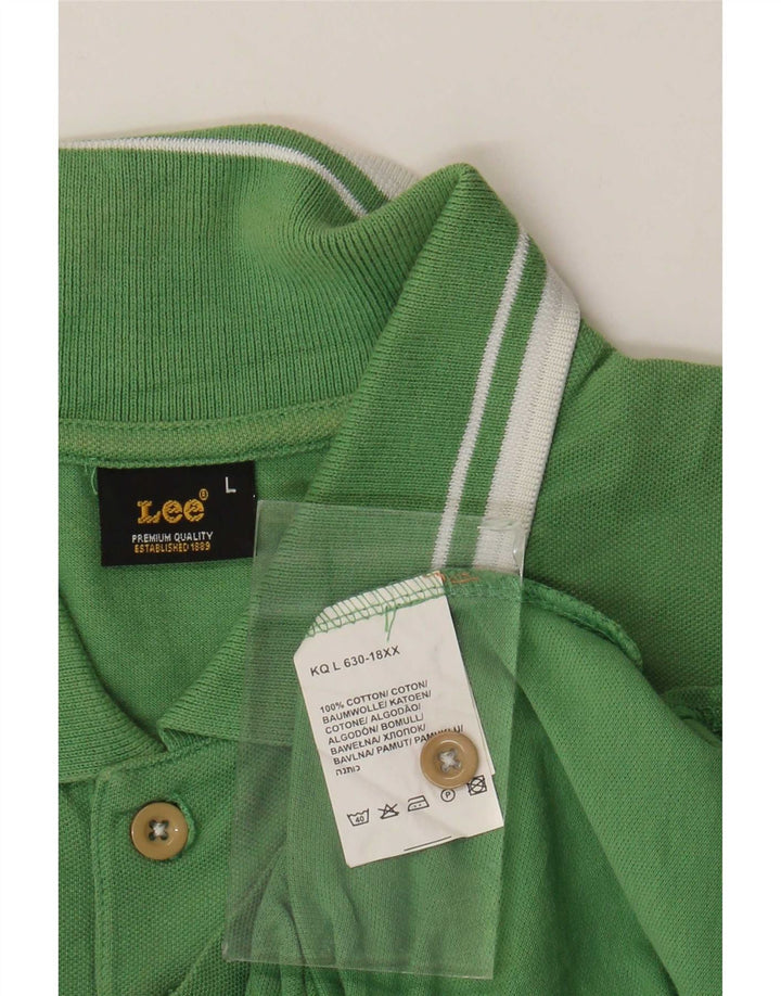 Polo da uomo Lee in cotone a righe grandi verdi