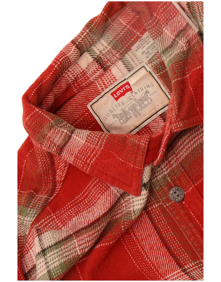 Camicia in flanella da uomo Levi's XL in cotone a quadri rossi