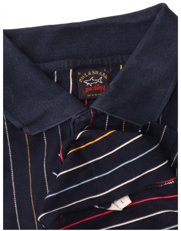 Polo da uomo Paul & Shark grande a righe blu navy