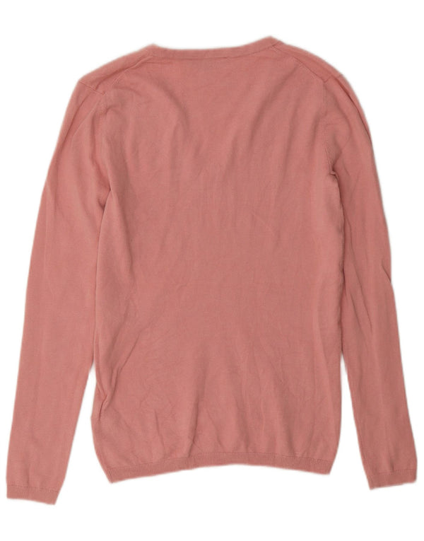 Maglione maglione con scollo a V da donna Tommy Hilfiger UK 6 XS cotone rosa