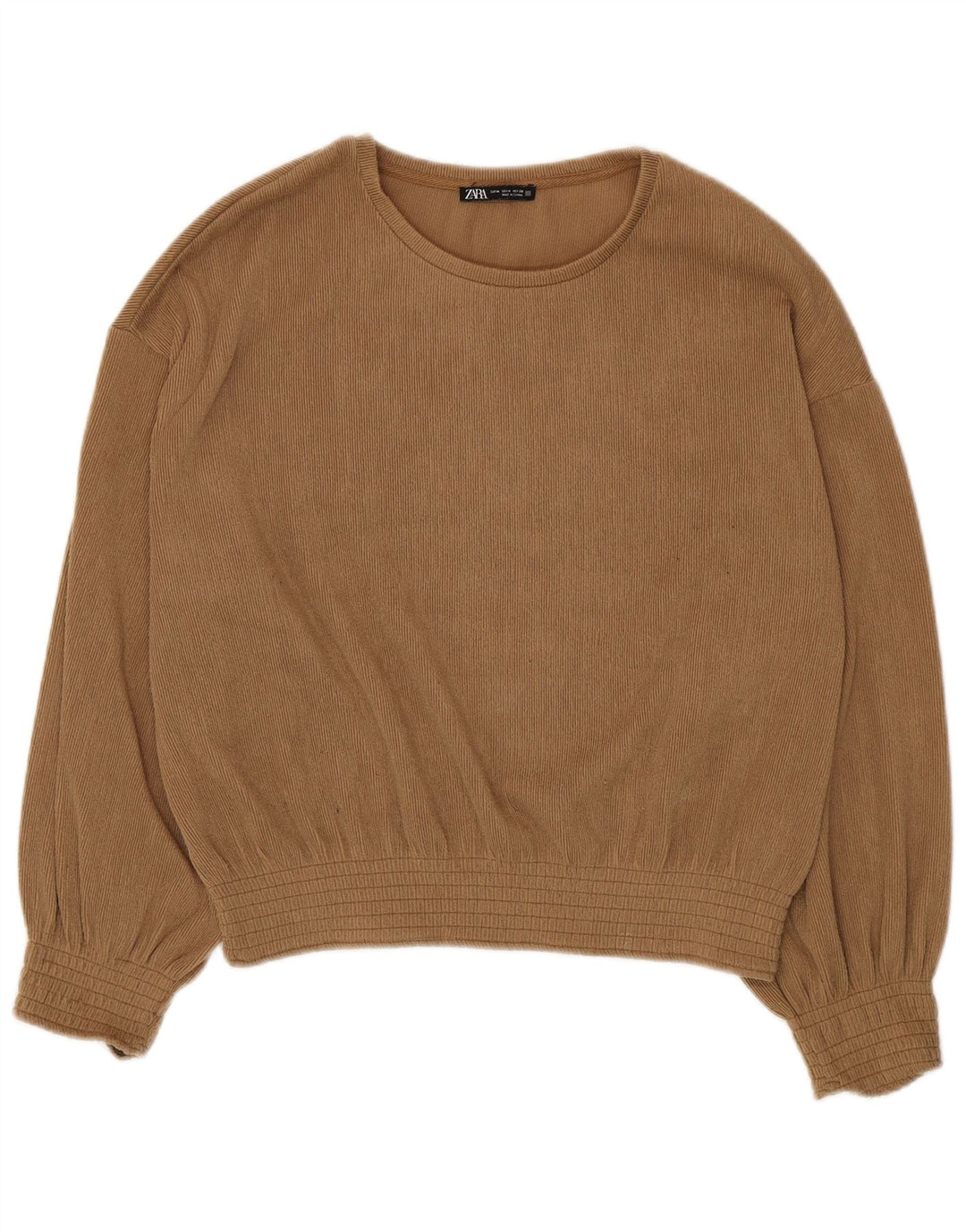 Camicetta a maniche lunghe da donna Zara UK 14 Poliestere beige medio