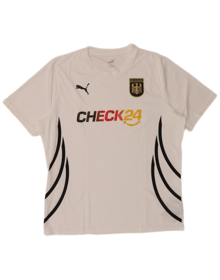 T-shirt grafica da uomo Puma Deutshland Top XL poliestere a righe bianche