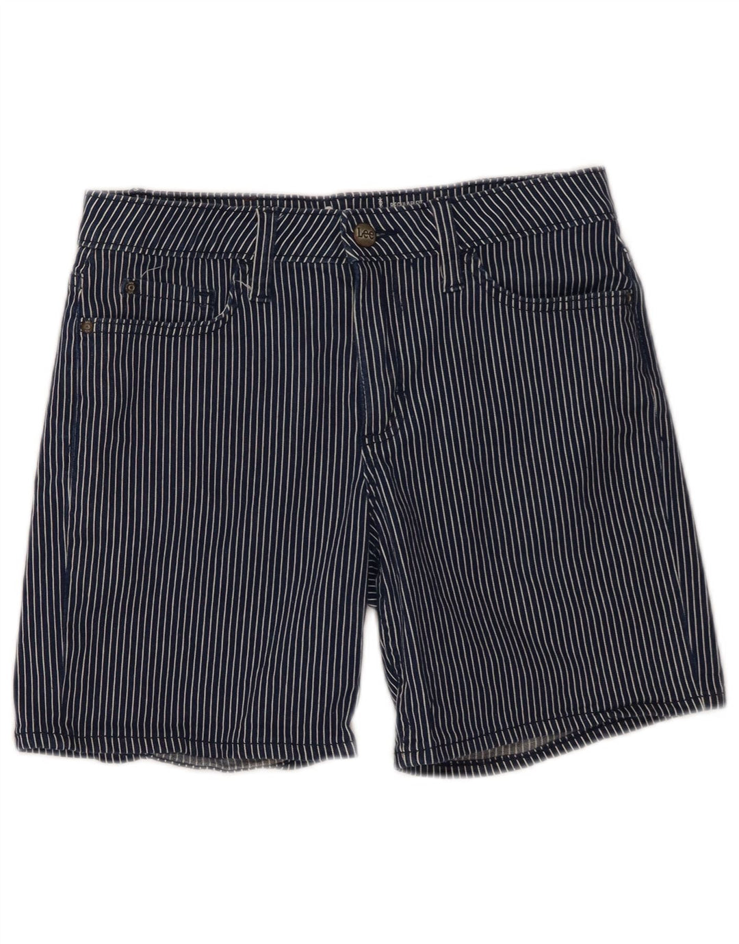 Pantaloncini casual da donna a vita media Lee W30 gessati medi blu navy