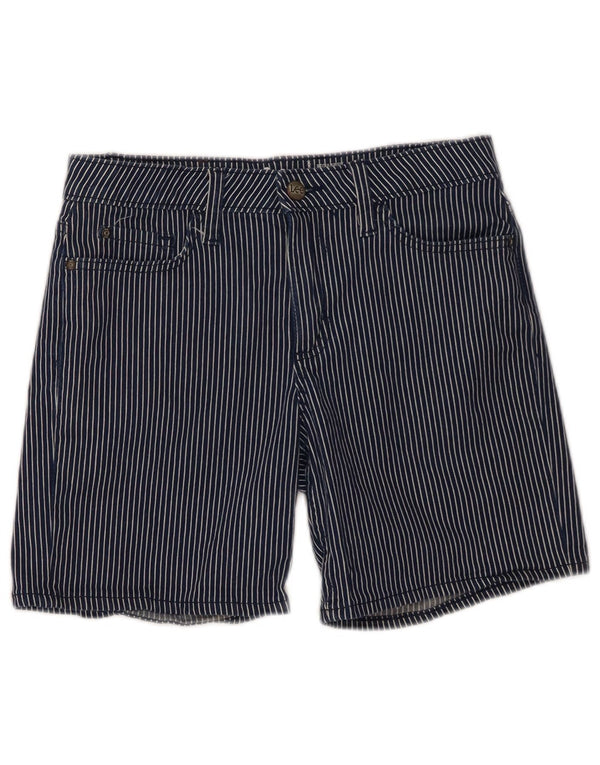 Pantaloncini casual da donna a vita media Lee W30 gessati medi blu navy