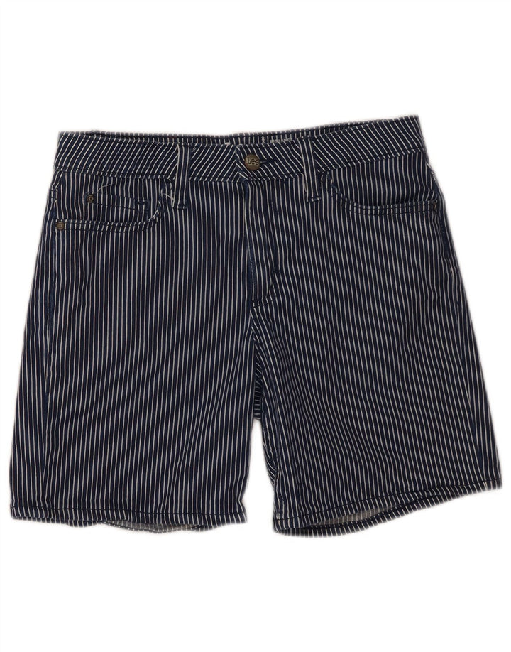 Pantaloncini casual da donna a vita media Lee W30 gessati medi blu navy