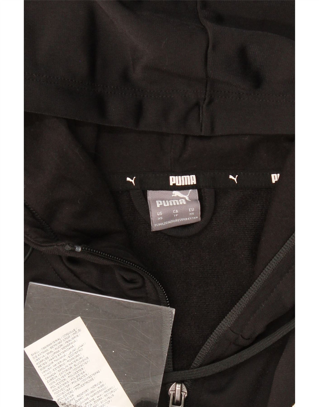 Felpa con cappuccio e zip da uomo PUMA XS nera in poliestere