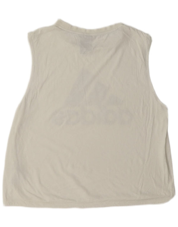 Canottiera grafica da donna Adidas UK 16/18 Large White Poliestere Sports