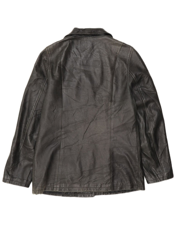 Giacca in pelle vintage da donna UK 14 media nera