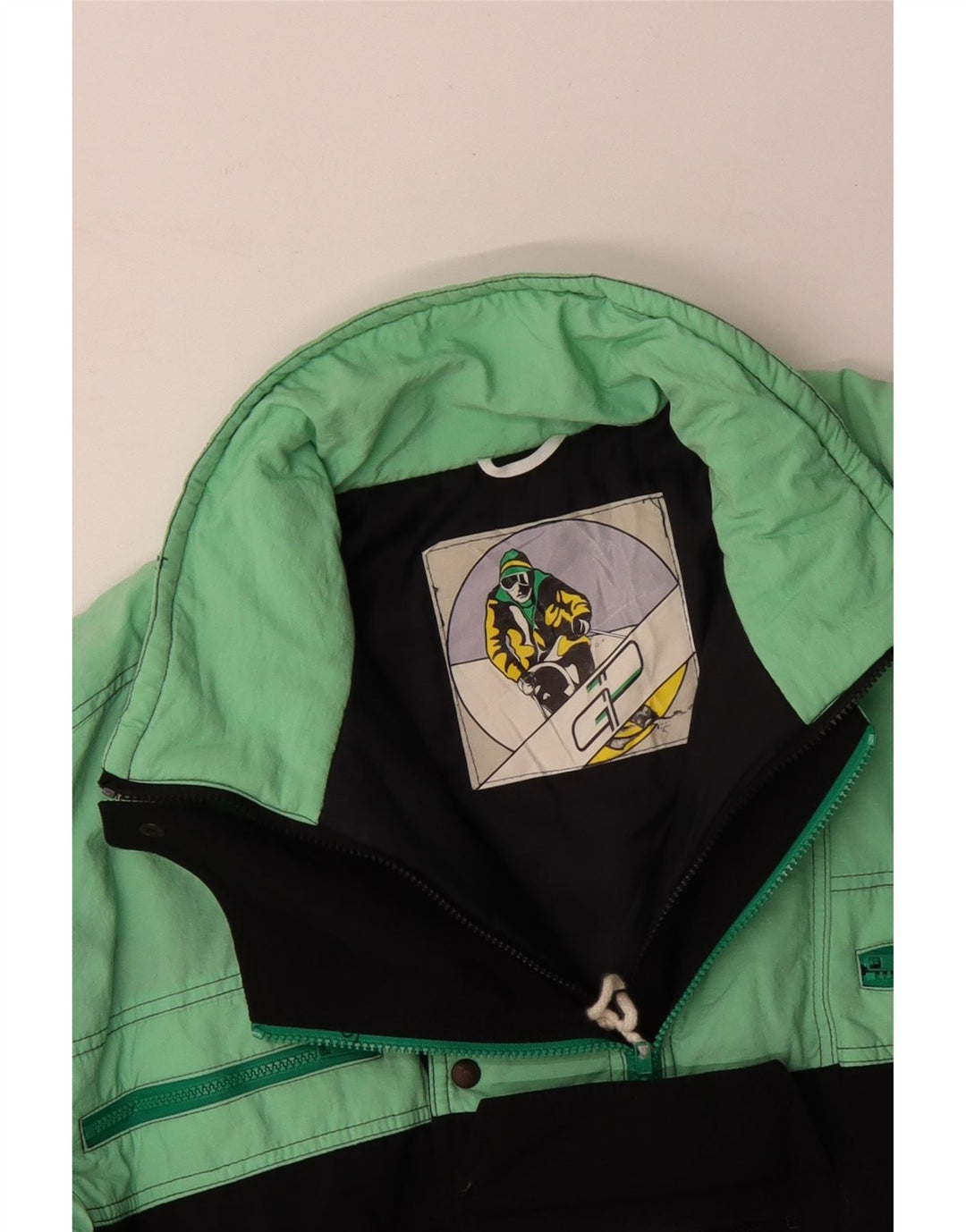 Tuta da sci da uomo VINTAGE grande turchese color block in poliammide