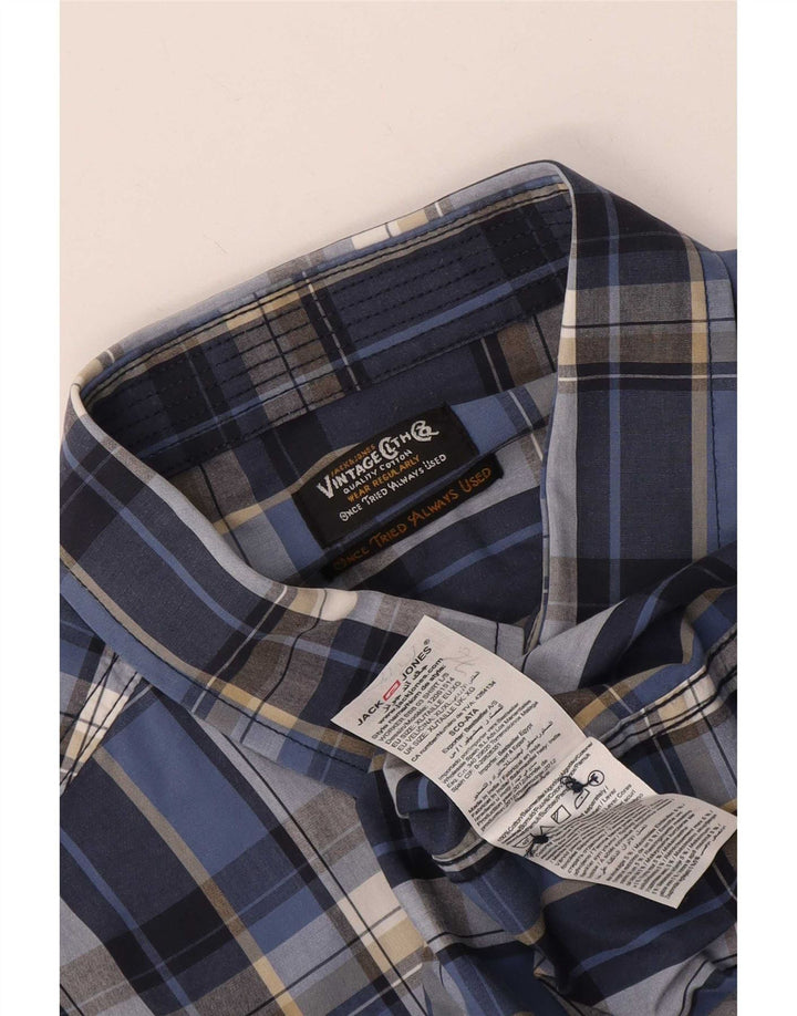 Camicia da uomo Jack & Jones XL in cotone a quadri blu